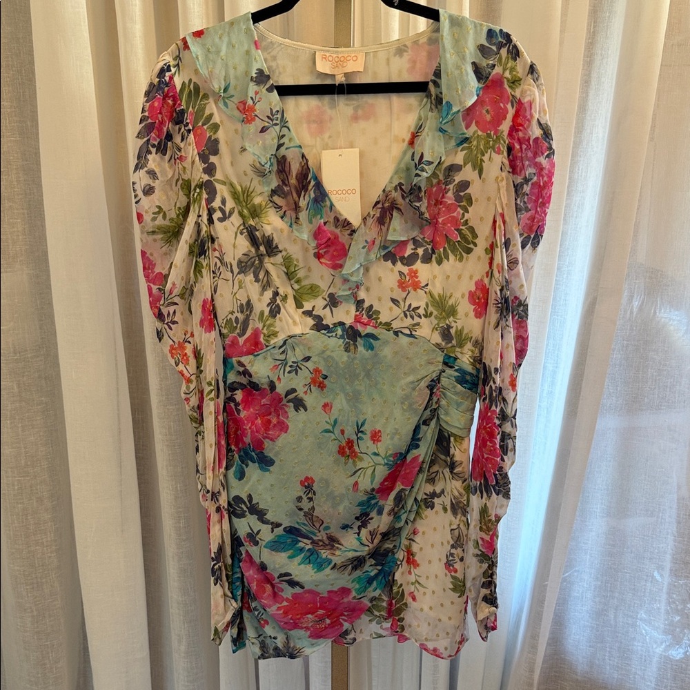 Rococo Sand Floral Dress - Pink and Green